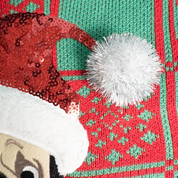33 Degrees Pug Dog Ugly Christmas Sweater Womens XL Sequins Jingle Bells Holiday - Picture 11 of 16